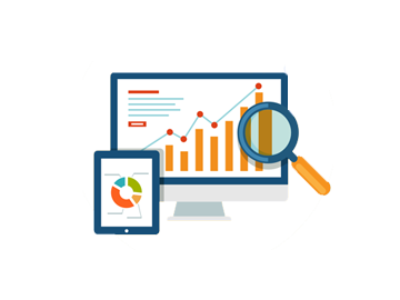 A graphic of a report with charts and graphs